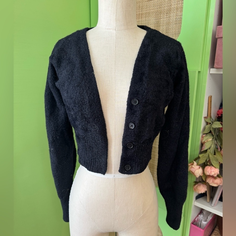 Black Fuzzy Knit Sweater & Bodycon Dress Set - Picture 3 of 5